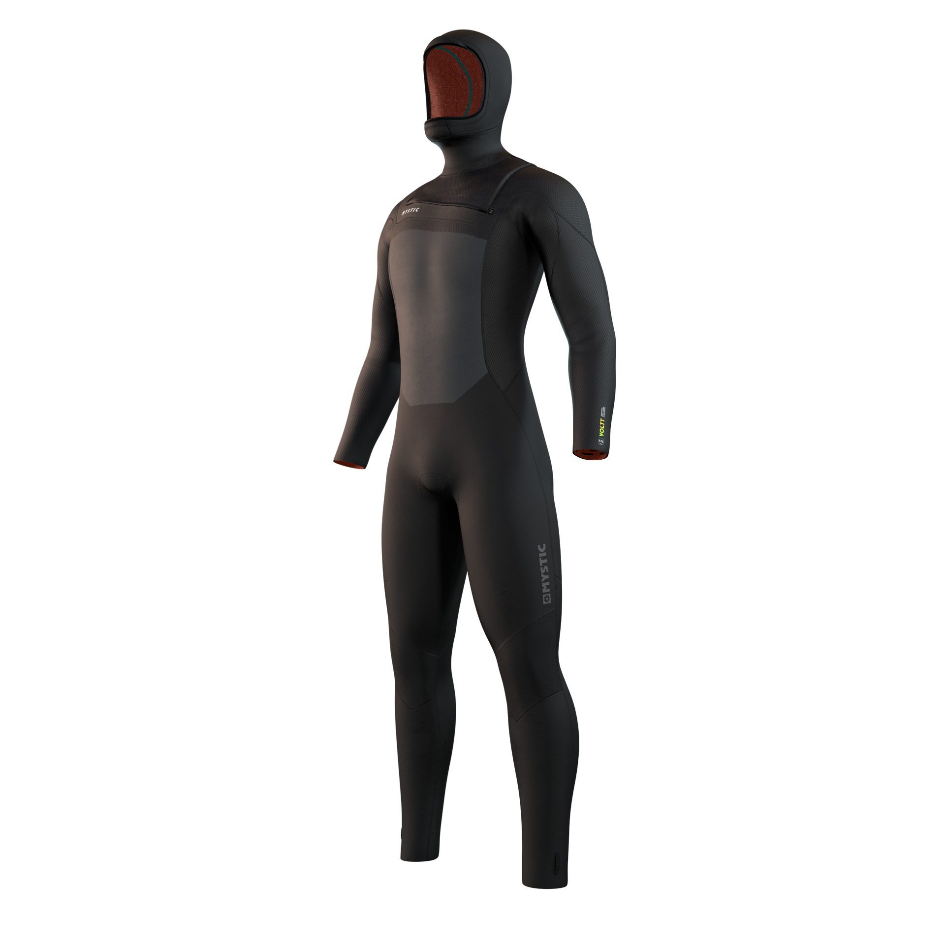 Mystic Voltt Hooded Fullsuit 6/4/3mm Fzip black,  front view