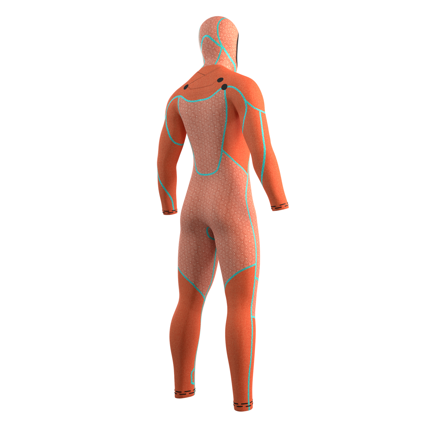 Mystic Voltt Hooded Fullsuit 6/4/3mm Fzip orange, back view