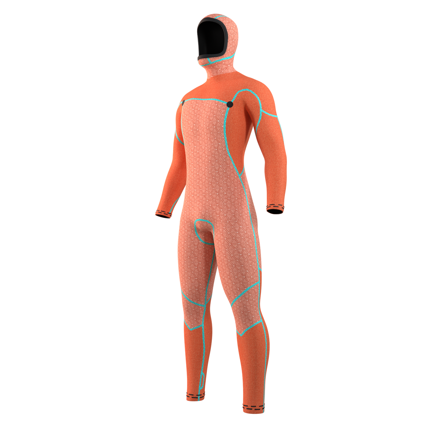 Mystic Voltt Hooded Fullsuit 6/4/3mm Fzip orange, front view