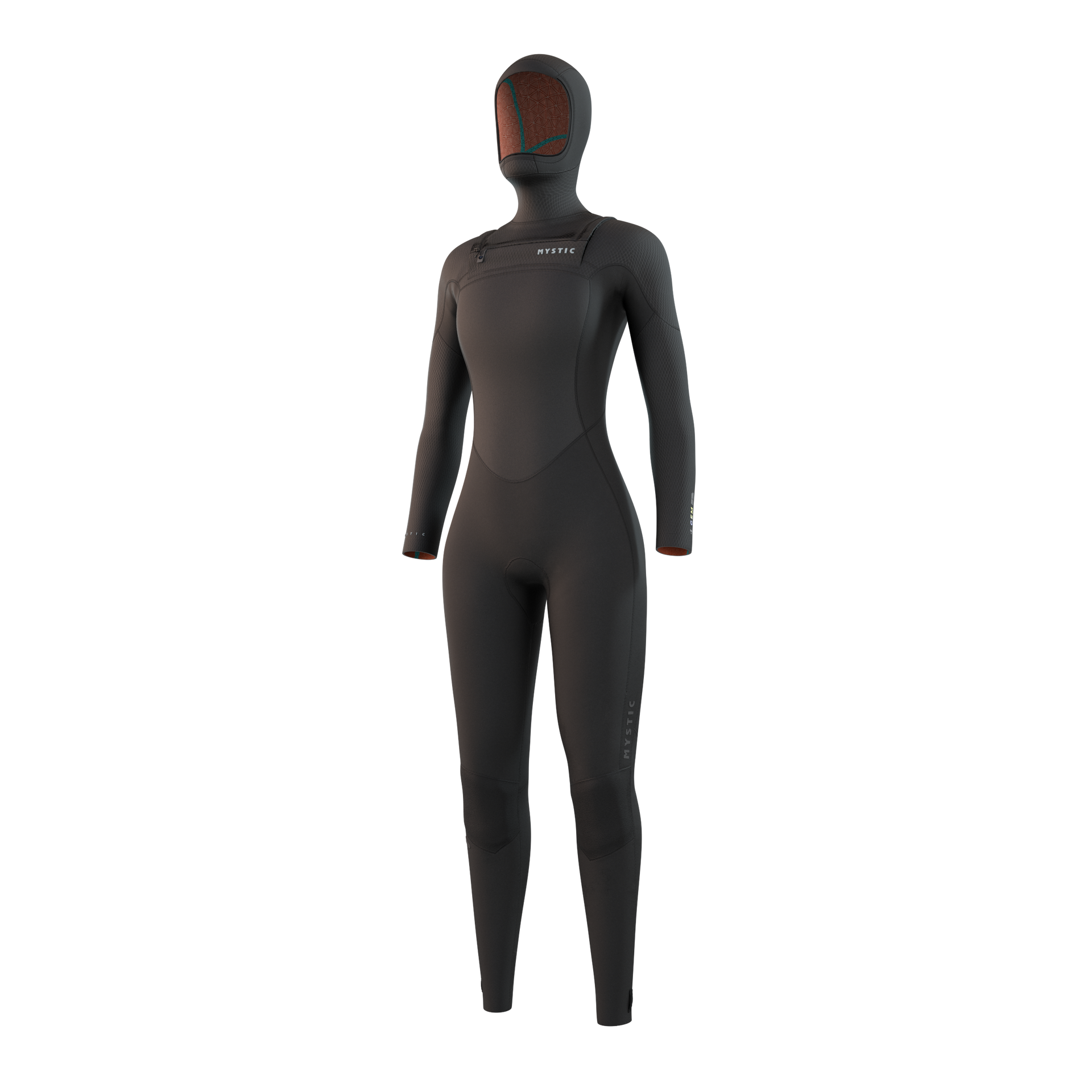 Mystic Gem Hooded Fullsuit 6/4/3mm DFzip Women Black, front view