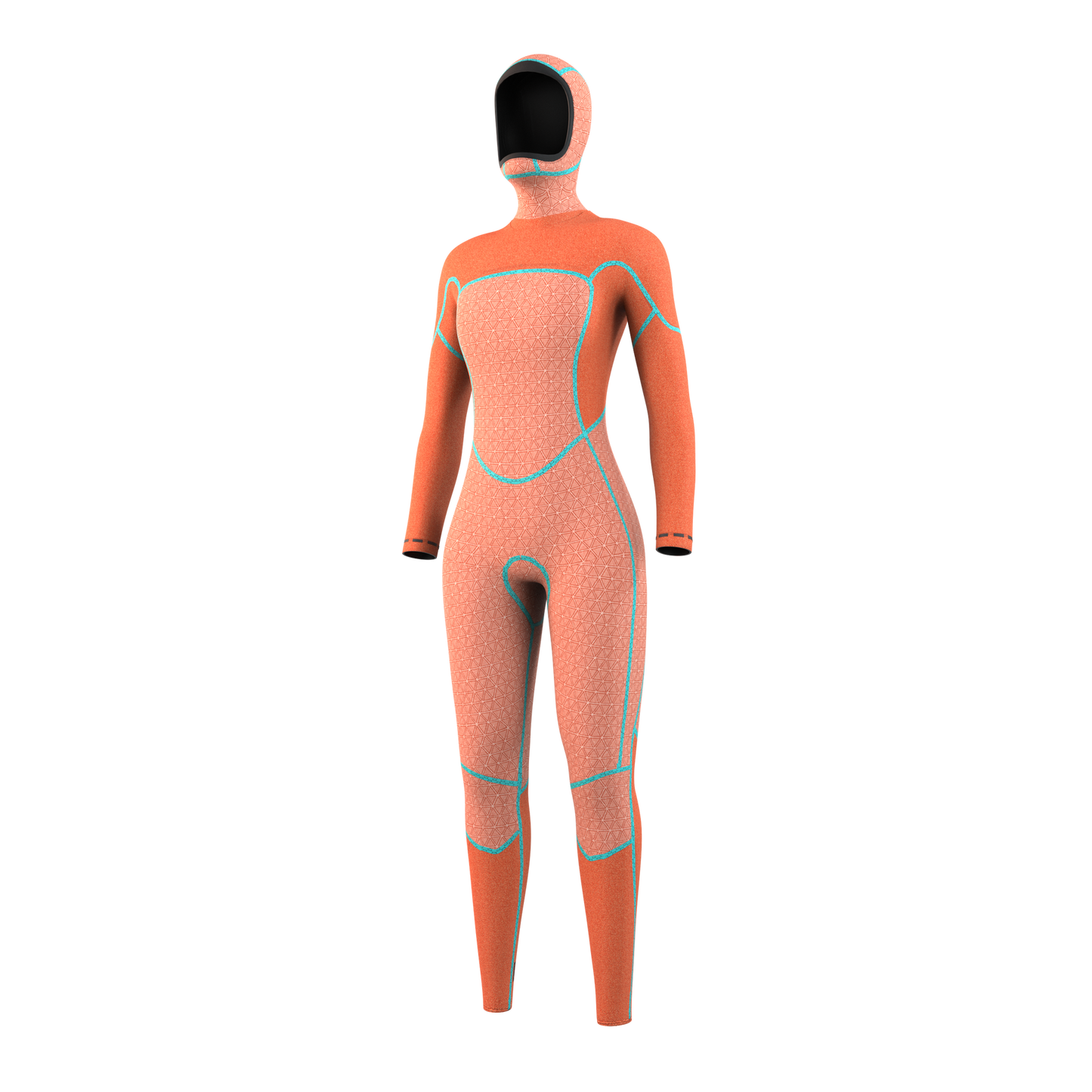 Mystic Gem Hooded Fullsuit 6/4/3mm DFzip Women orange, front view