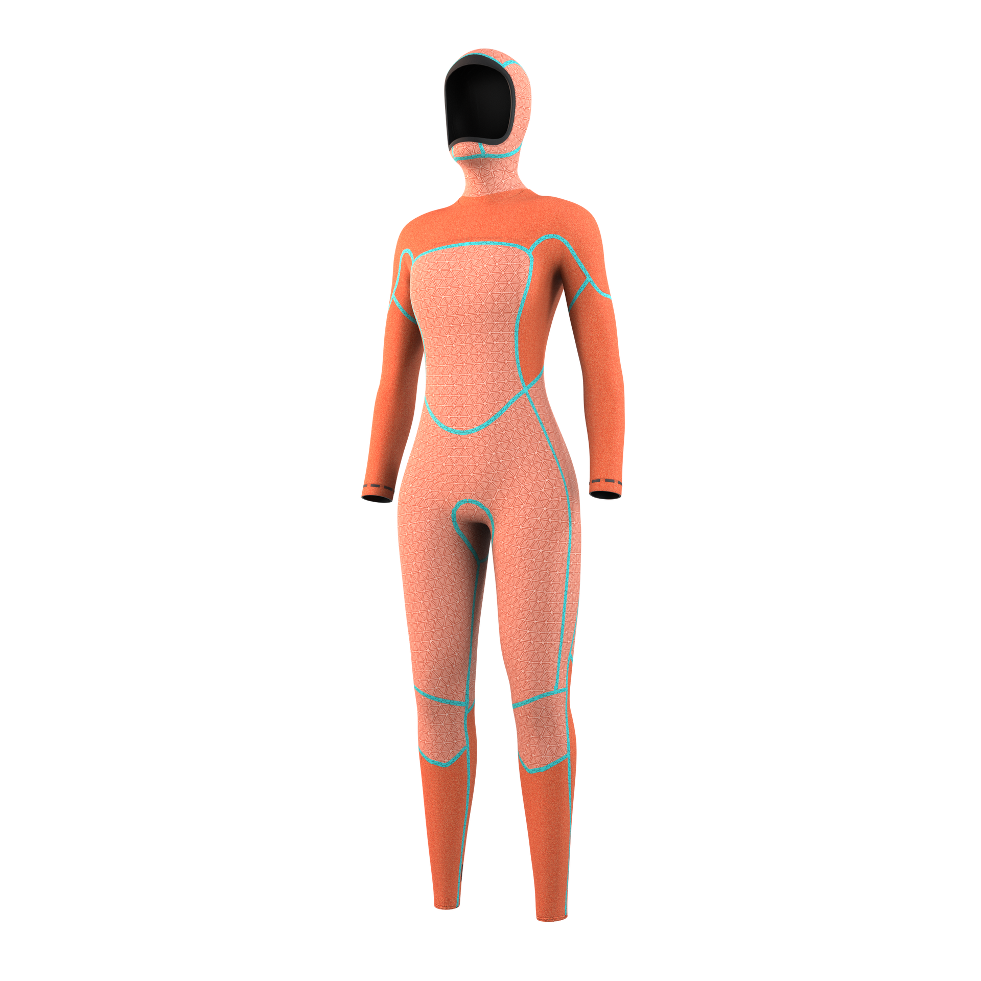 Mystic Gem Hooded Fullsuit 6/4/3mm DFzip Women orange, front view