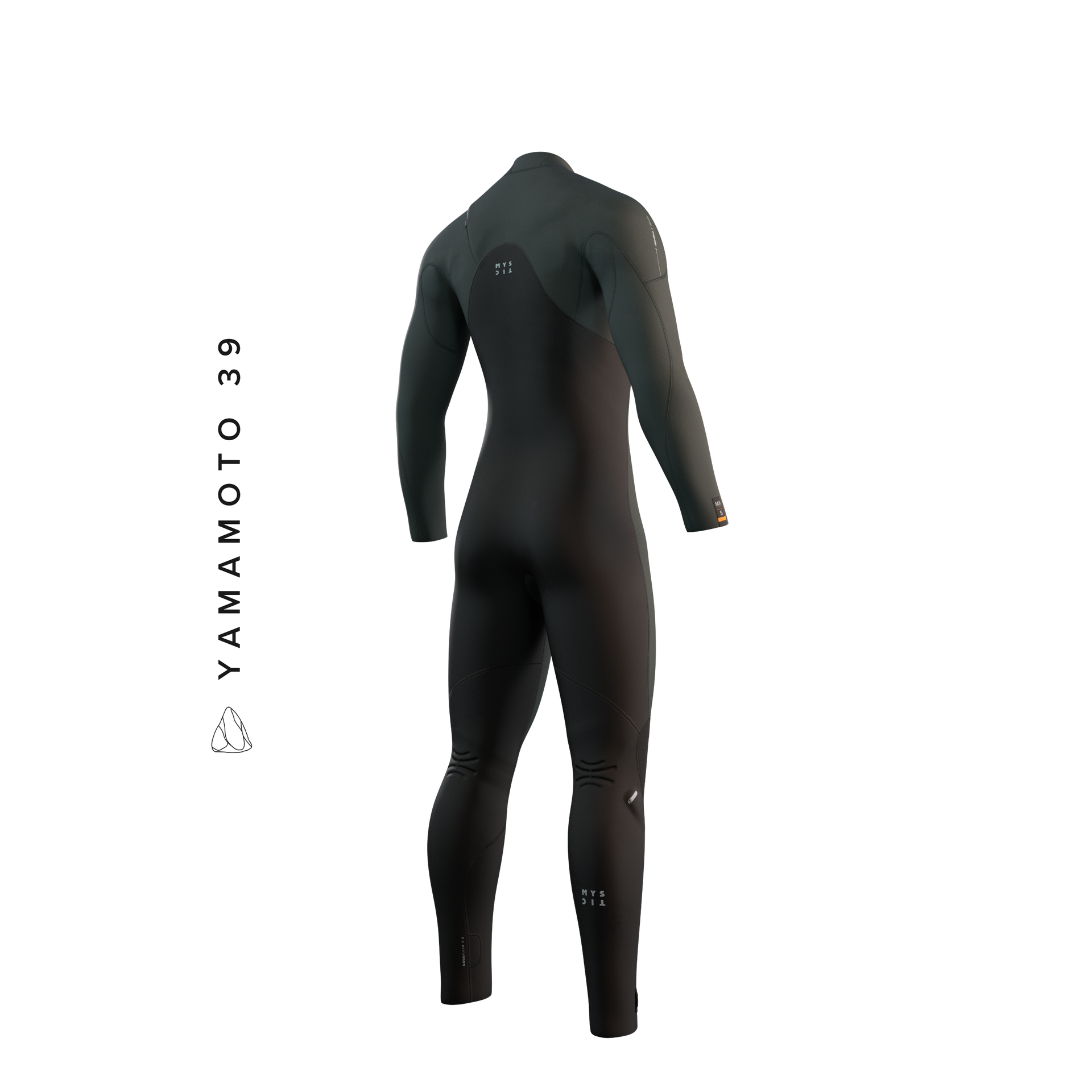 Mystic Majestic Fullsuit 5/4mm Fzip 2023 green, back view