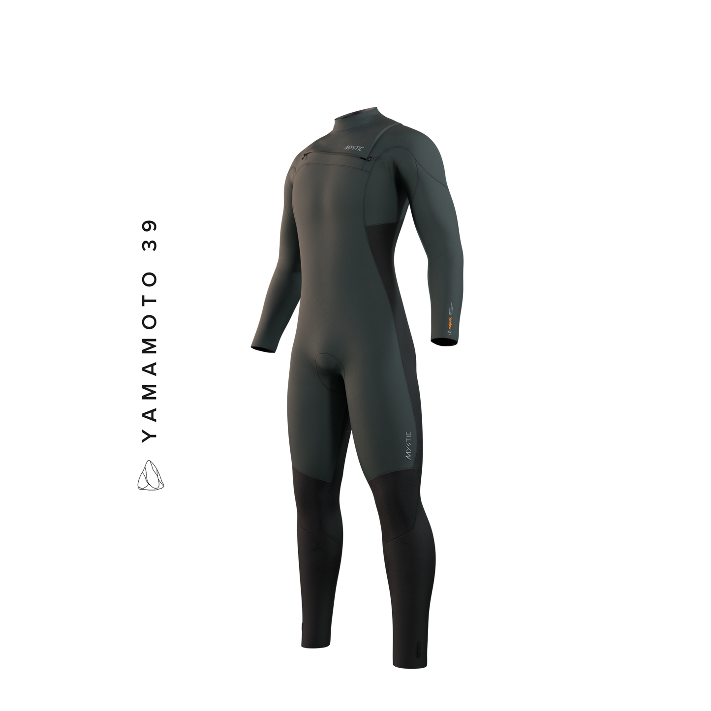 Mystic Majestic Fullsuit 5/4mm Fzip 2023 green, front view